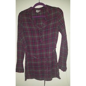 Converse purple and green plaid shirt